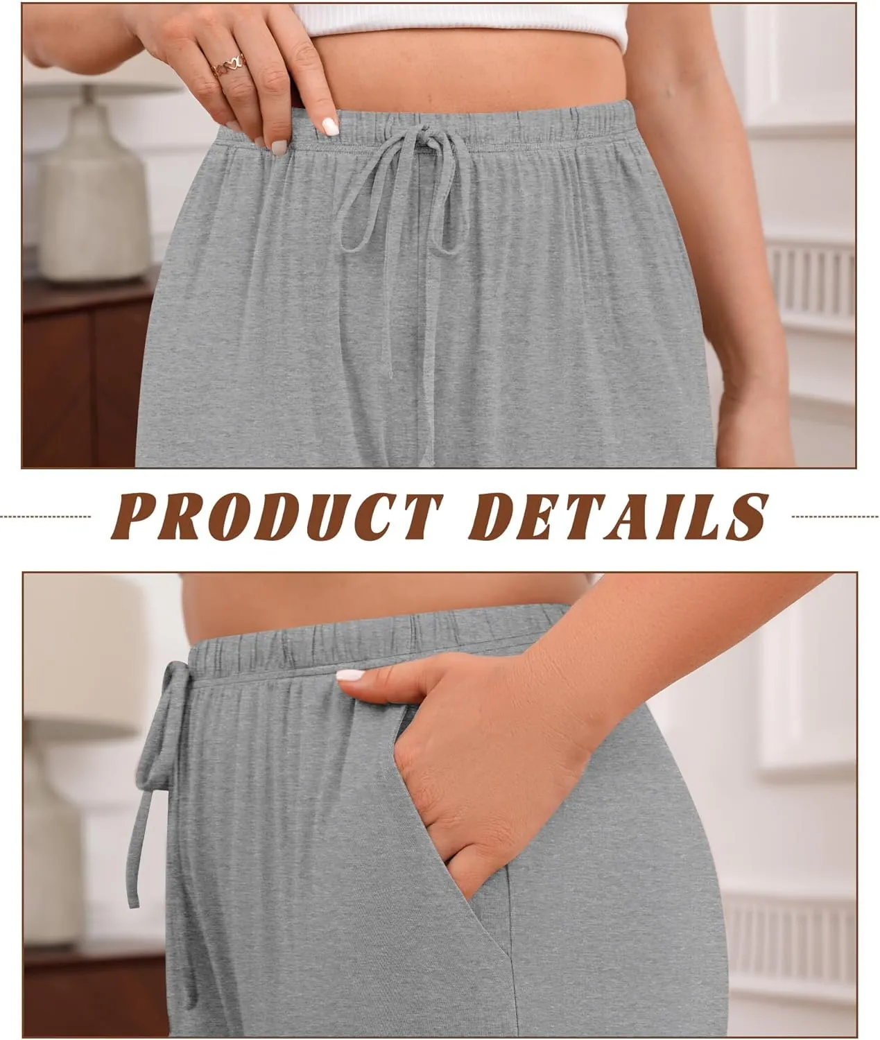3 Pack Women's Plus Size Lounge Pants Modal Wide Leg Yoga Pants with Pockets Drawstring Baggy Sweatpant Jogger