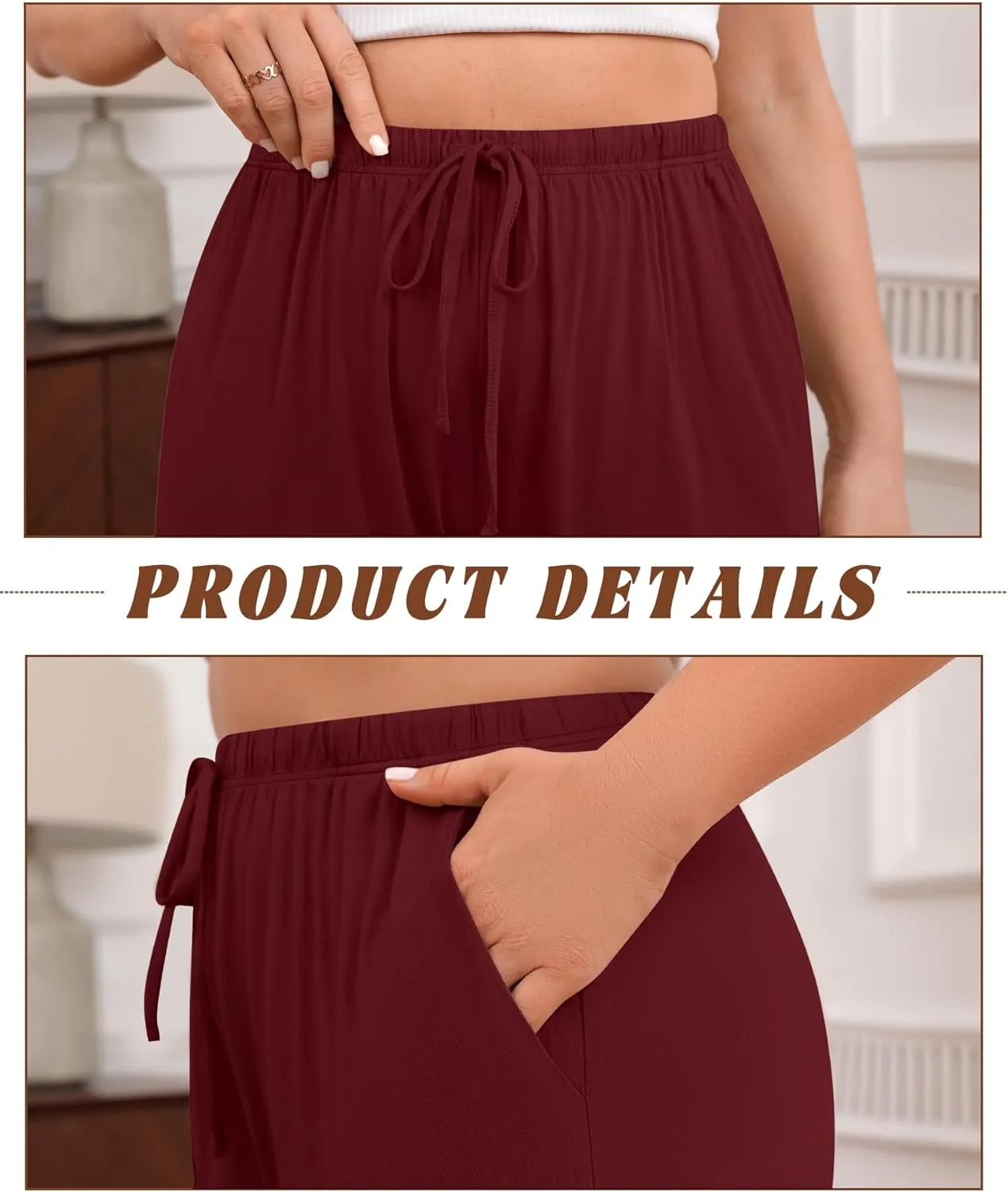 3 Pack Women's Plus Size Lounge Pants Modal Wide Leg Yoga Pants with Pockets Drawstring Baggy Sweatpant Jogger