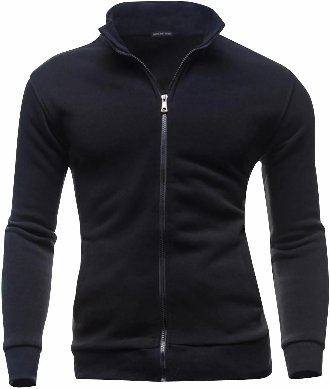 AIEOE Mens Casual Cardigan Warm Slim Fit High Neck Solid Zipper Leisure Jacket