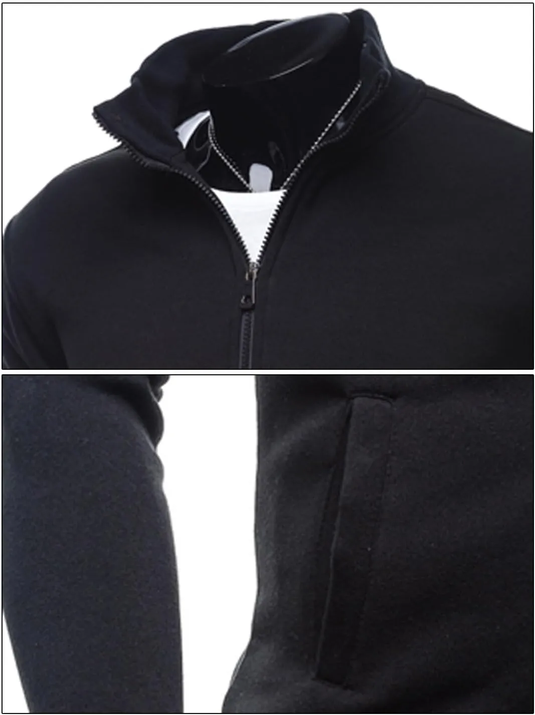 AIEOE Mens Casual Cardigan Warm Slim Fit High Neck Solid Zipper Leisure Jacket