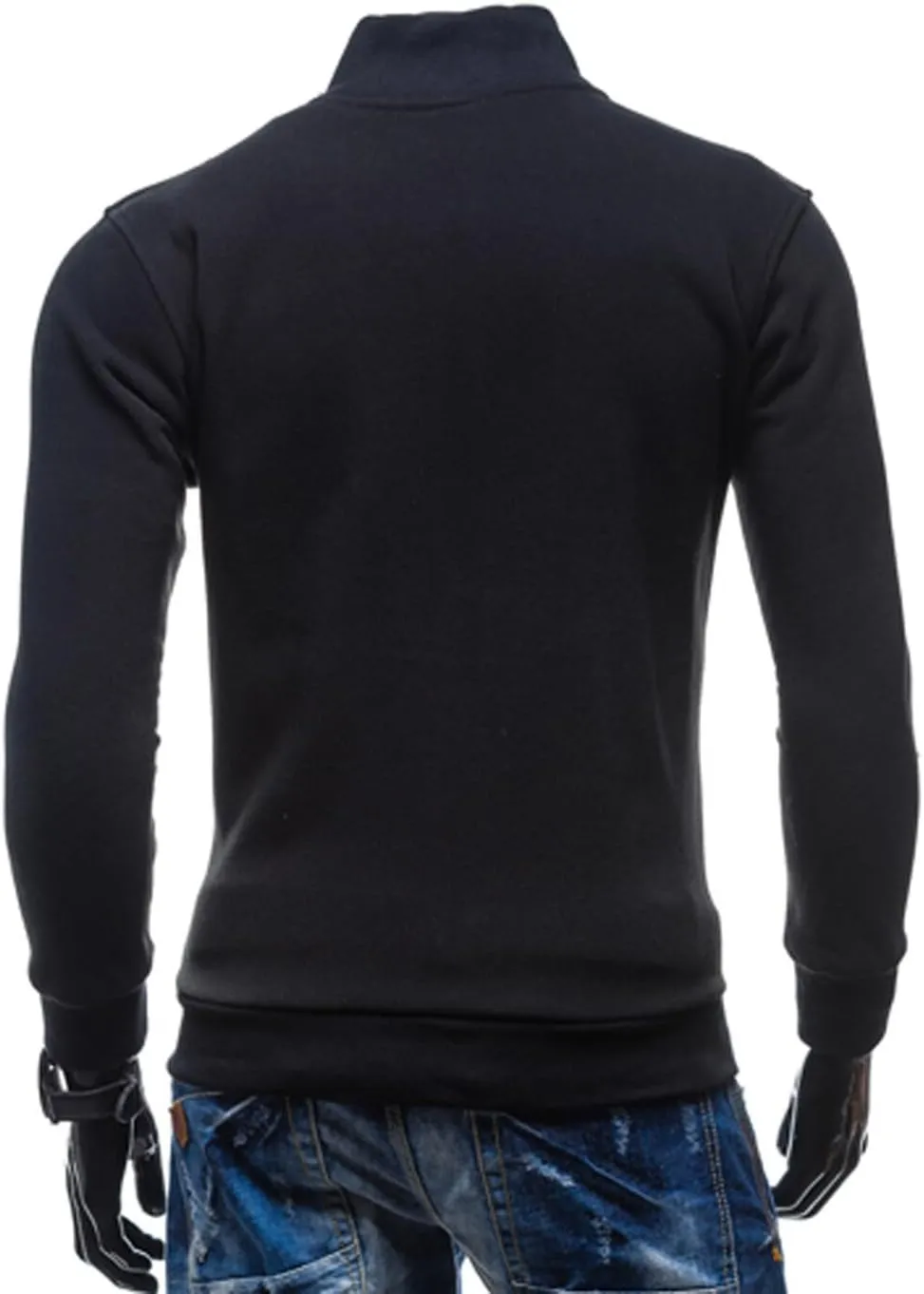 AIEOE Mens Casual Cardigan Warm Slim Fit High Neck Solid Zipper Leisure Jacket