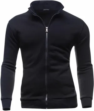 AIEOE Mens Casual Cardigan Warm Slim Fit High Neck Solid Zipper Leisure Jacket