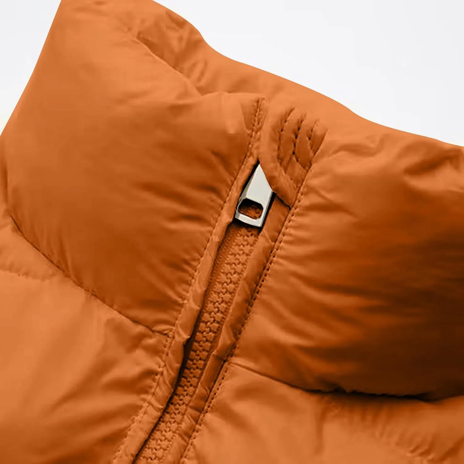 Akklian Women's Cropped Puffer Jacket No Hood Padded Down Jackets Winter High Neck Quilted Coat Zipper Chunky Thermal Outwear