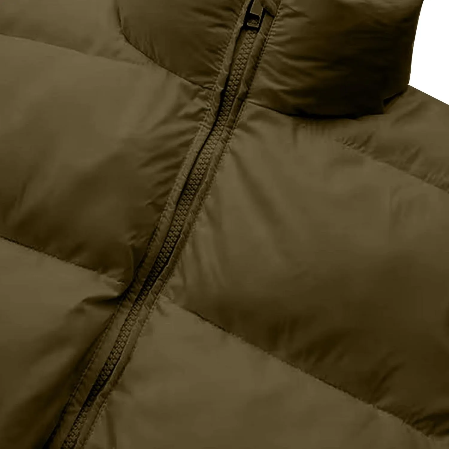 Akklian Women's Cropped Puffer Jacket No Hood Padded Down Jackets Winter High Neck Quilted Coat Zipper Chunky Thermal Outwear