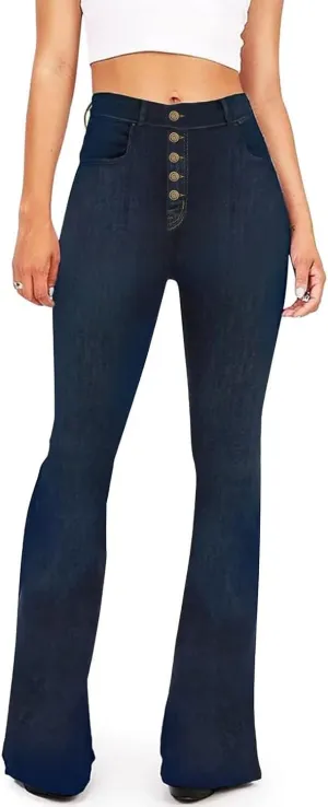 AMRSPENG Women's Black Bell Bottom Jeans for Women Flare Jeans High Waist Bootcut Jeans for Women Stretch Bell Bottom Pants