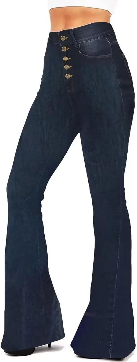 AMRSPENG Women's Black Bell Bottom Jeans for Women Flare Jeans High Waist Bootcut Jeans for Women Stretch Bell Bottom Pants