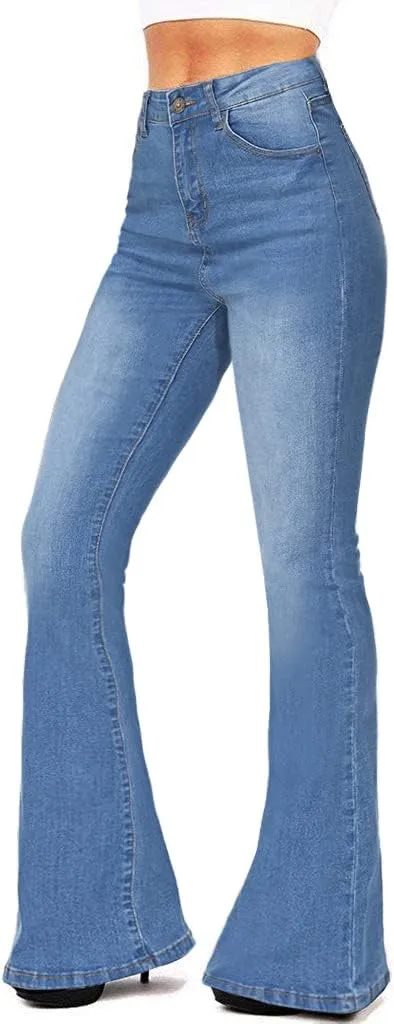 AMRSPENG Women's Black Bell Bottom Jeans for Women Flare Jeans High Waist Bootcut Jeans for Women Stretch Bell Bottom Pants