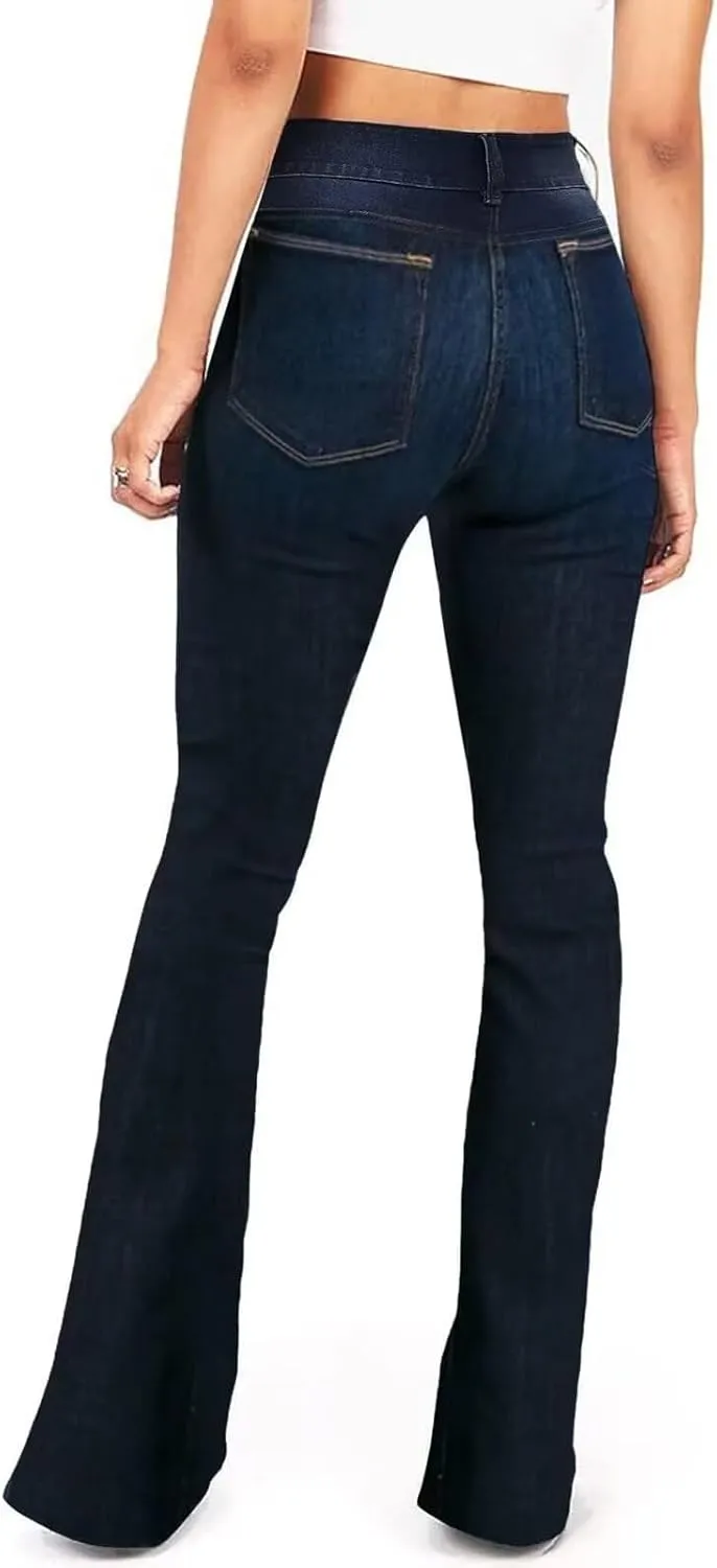 AMRSPENG Women's Black Bell Bottom Jeans for Women Flare Jeans High Waist Bootcut Jeans for Women Stretch Bell Bottom Pants