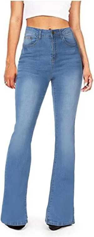 AMRSPENG Women's Black Bell Bottom Jeans for Women Flare Jeans High Waist Bootcut Jeans for Women Stretch Bell Bottom Pants