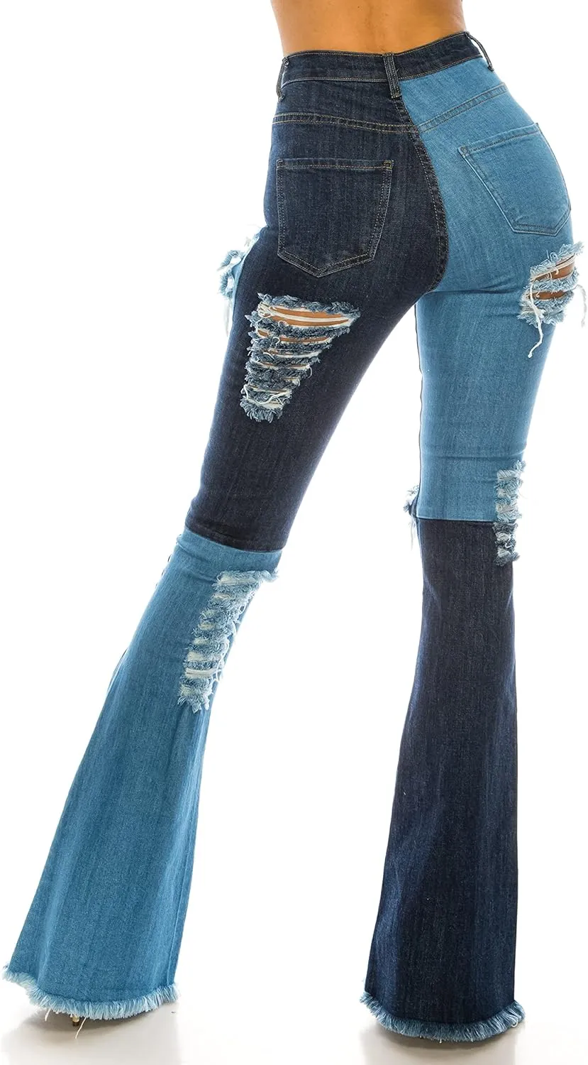 Aphrodite Flare Bell Bottom Jeans for Women - Super High Waisted Wide Leg Flare Bell Bottom Bootcut Stretch Jeans