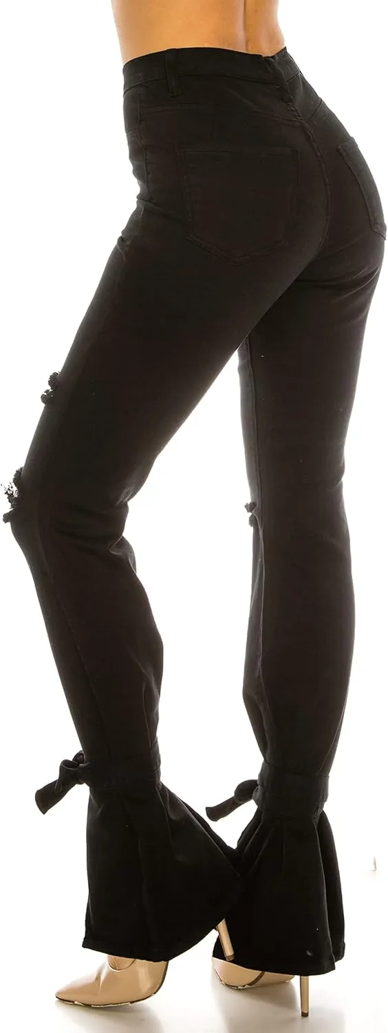 Aphrodite Flare Bell Bottom Jeans for Women - Super High Waisted Wide Leg Flare Bell Bottom Bootcut Stretch Jeans