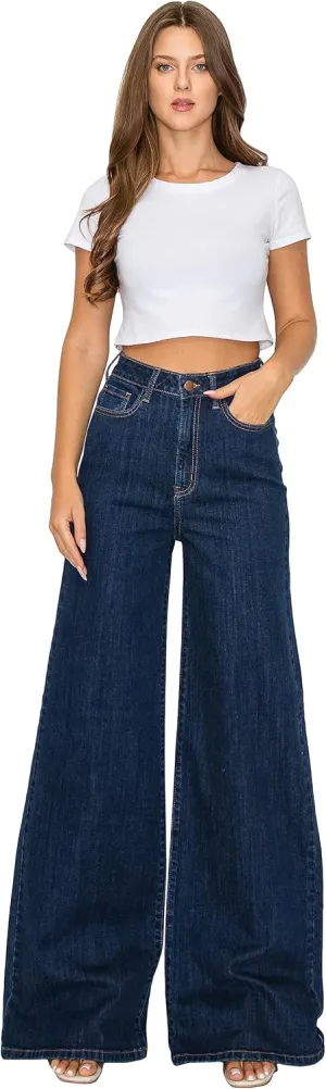 Aphrodite Flare Bell Bottom Jeans for Women - Super High Waisted Wide Leg Flare Bell Bottom Bootcut Stretch Jeans