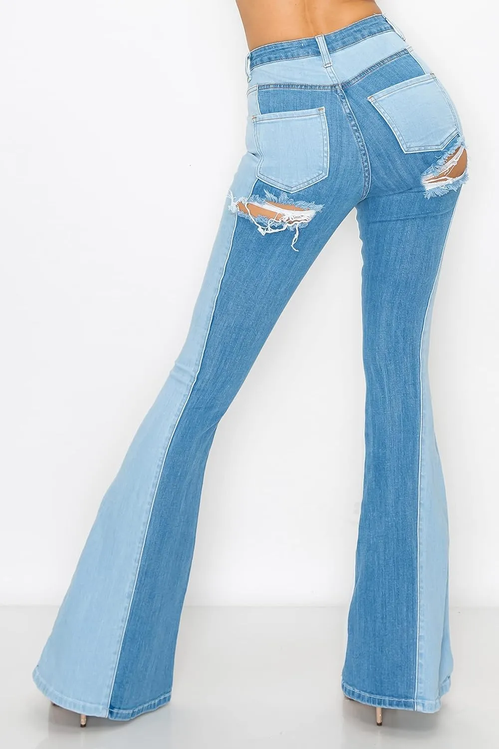 Aphrodite Flare Bell Bottom Jeans for Women - Super High Waisted Wide Leg Flare Bell Bottom Bootcut Stretch Jeans