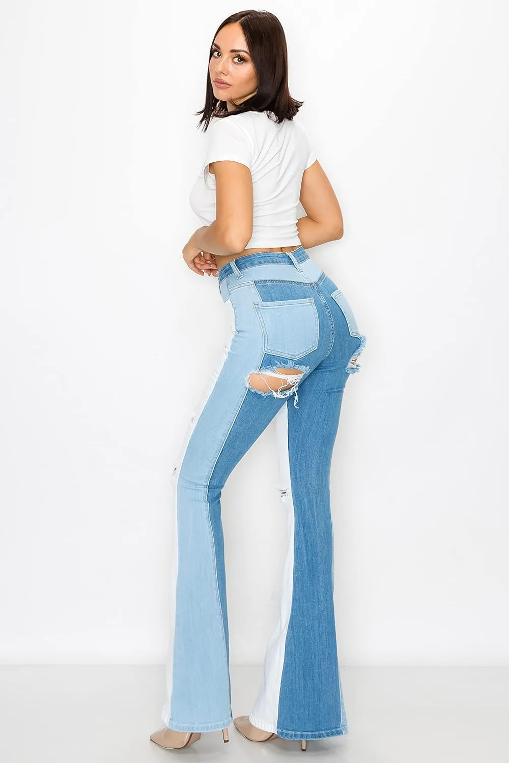 Aphrodite Flare Bell Bottom Jeans for Women - Super High Waisted Wide Leg Flare Bell Bottom Bootcut Stretch Jeans