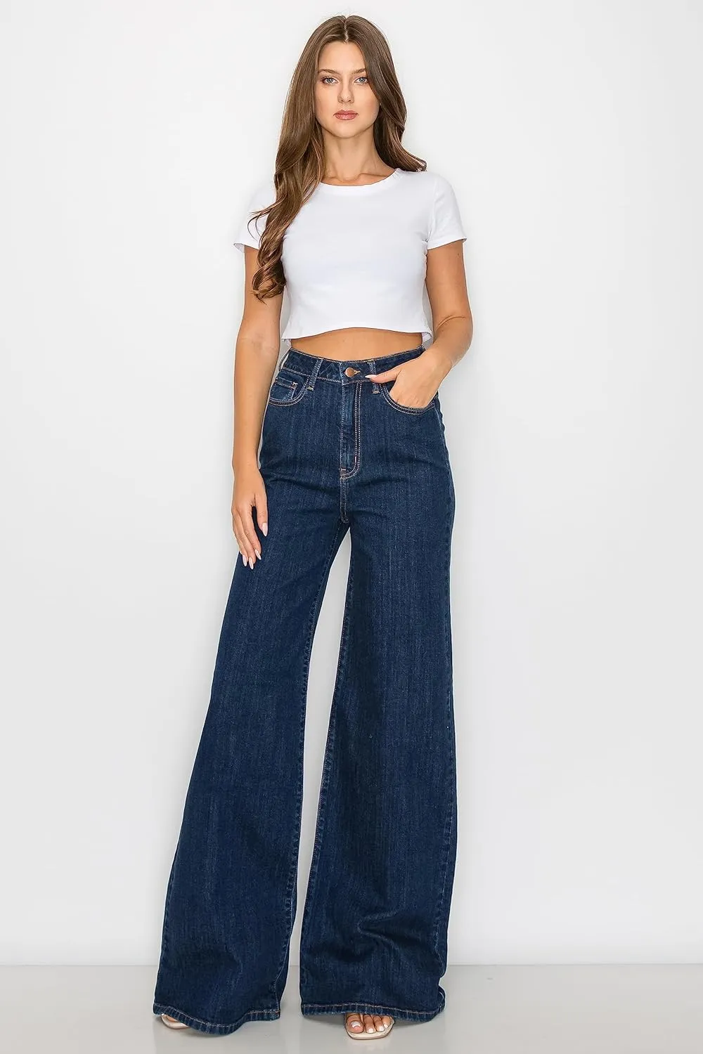Aphrodite Flare Bell Bottom Jeans for Women - Super High Waisted Wide Leg Flare Bell Bottom Bootcut Stretch Jeans