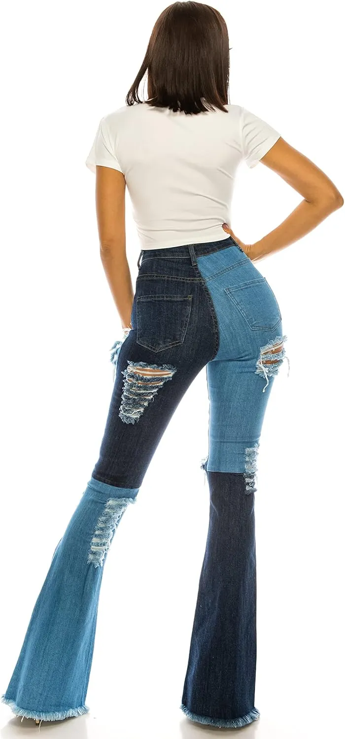 Aphrodite Flare Bell Bottom Jeans for Women - Super High Waisted Wide Leg Flare Bell Bottom Bootcut Stretch Jeans