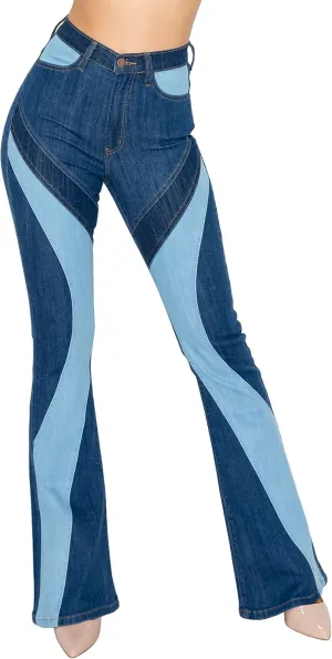 Aphrodite Flare Bell Bottom Jeans for Women - Super High Waisted Wide Leg Flare Bell Bottom Bootcut Stretch Jeans