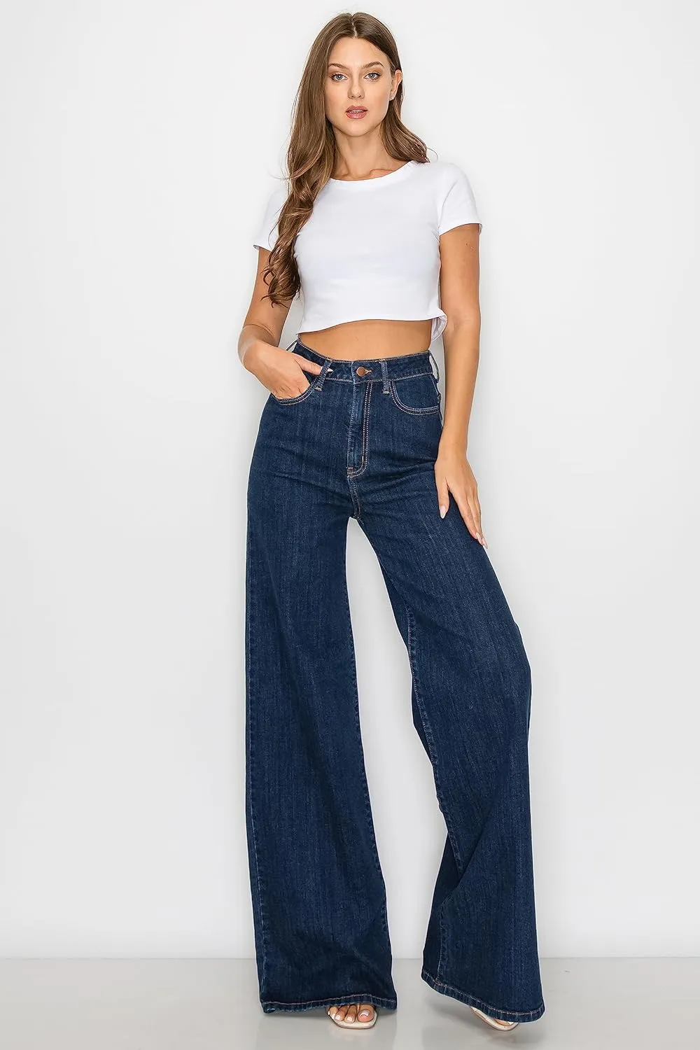 Aphrodite Flare Bell Bottom Jeans for Women - Super High Waisted Wide Leg Flare Bell Bottom Bootcut Stretch Jeans