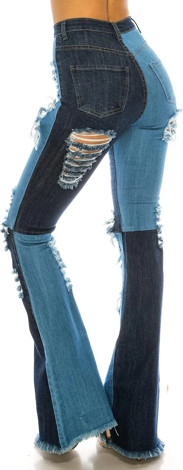 Aphrodite Flare Bell Bottom Jeans for Women - Super High Waisted Wide Leg Flare Bell Bottom Bootcut Stretch Jeans