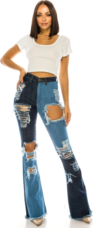 Aphrodite Flare Bell Bottom Jeans for Women - Super High Waisted Wide Leg Flare Bell Bottom Bootcut Stretch Jeans
