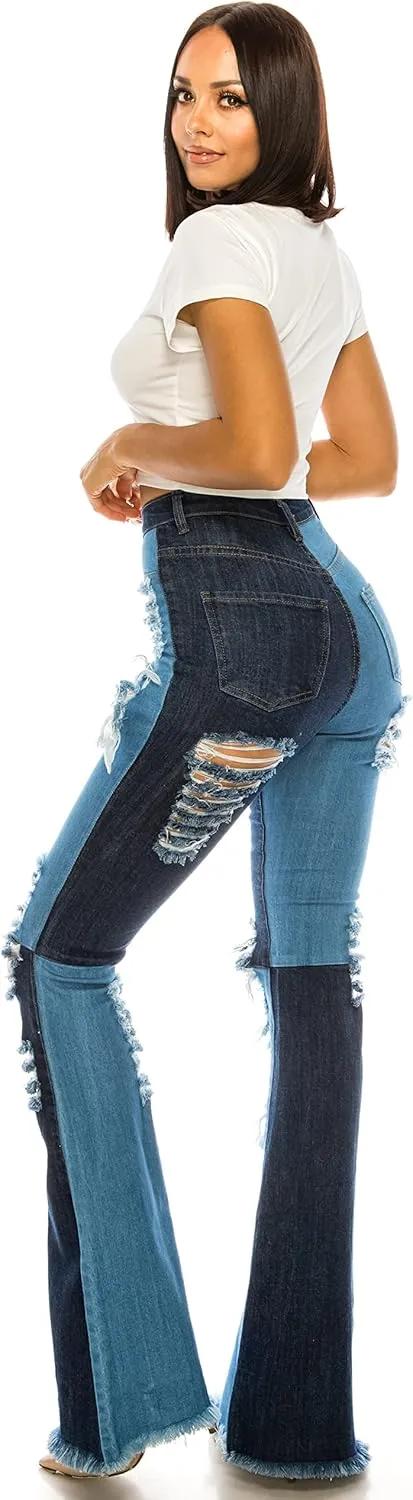 Aphrodite Flare Bell Bottom Jeans for Women - Super High Waisted Wide Leg Flare Bell Bottom Bootcut Stretch Jeans