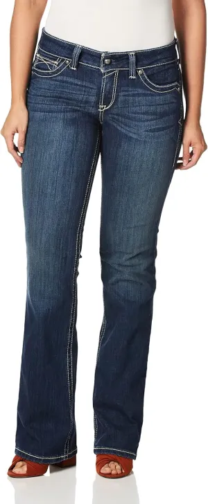 Ariat Women's R.E.A.L. Mid Rise Stretch Whipstitch Boot Cut Jean
