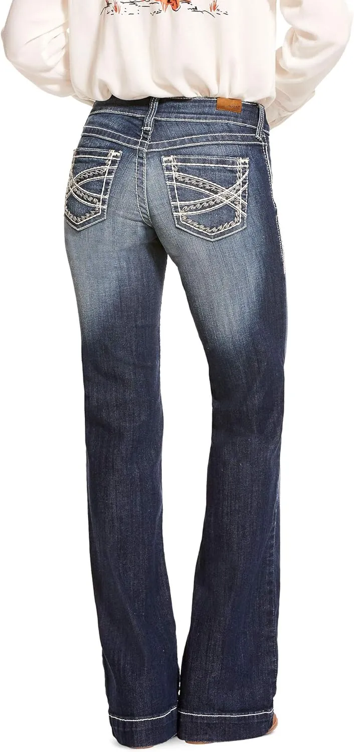 ARIAT Women's Trouser Mid Rise Stretch Entwined Wide Leg Jean