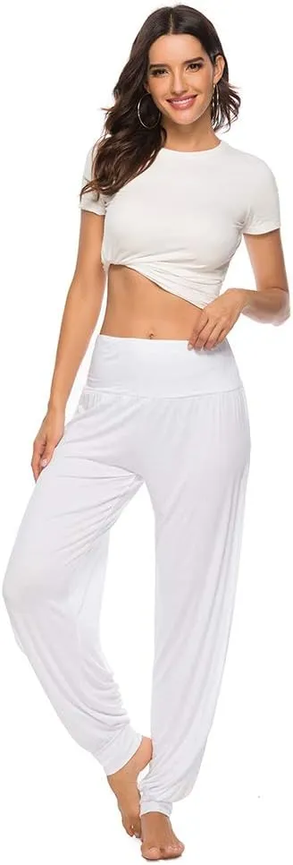 AvaCostume Womens Harem Yoga Pants Side Slit Sport Workout Sweatpants
