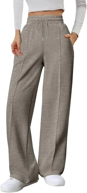 Baggy Sweatpants for Women Fleece High Waisted Joggers with Pockets Athletic Y2k Workout Elastic Waist Pants