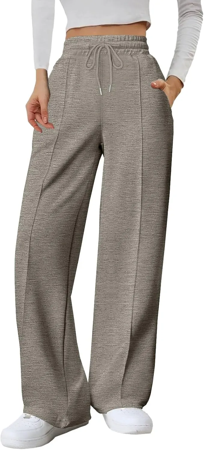 Baggy Sweatpants for Women Fleece High Waisted Joggers with Pockets Athletic Y2k Workout Elastic Waist Pants
