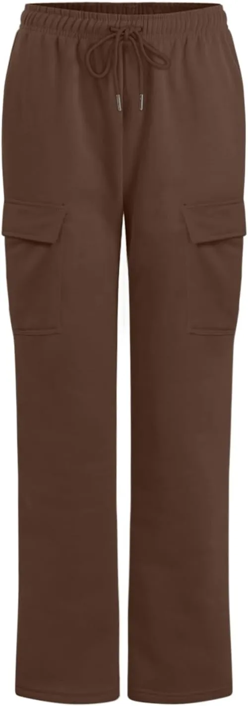 Baggy Sweatpants for Women Tapered Spring Running Joggers Modern Solid Fitted Pants Comfy Elastic Waist with Pockets