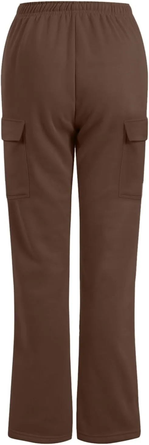 Baggy Sweatpants for Women Tapered Spring Running Joggers Modern Solid Fitted Pants Comfy Elastic Waist with Pockets