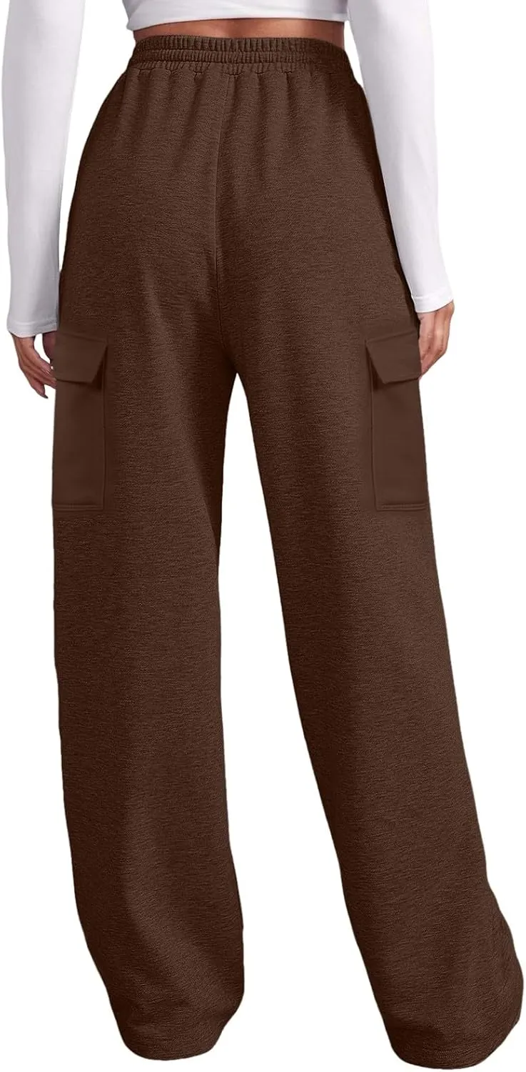 Baggy Sweatpants for Women Tapered Spring Running Joggers Modern Solid Fitted Pants Comfy Elastic Waist with Pockets