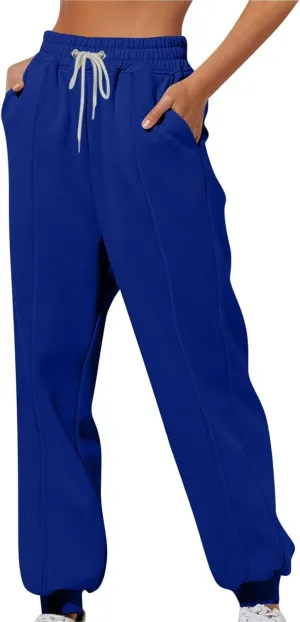Baggy Womens Sweatpants Fleece Joggers High Waisted Lounge Ankle Athletic Tapered Pull On Jogger Pants with Pockets