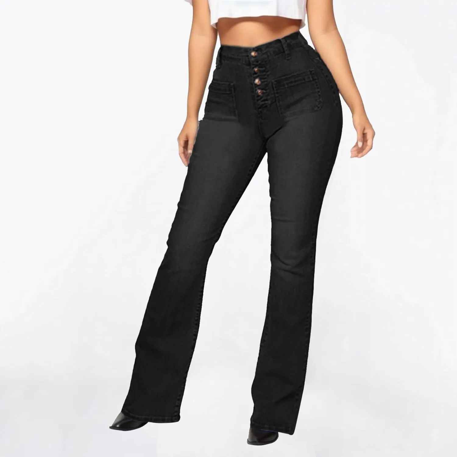 Bell Bottom Jeans for Women Long Skinny Flare Jeans Trendy Slim High Waisted Jean Trousers Fashion Stretch Denim