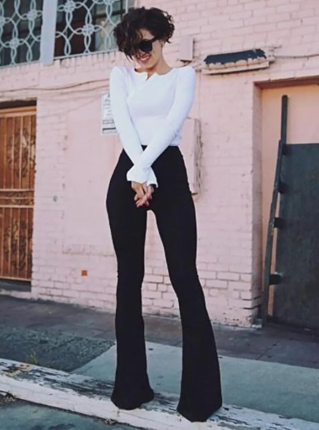 BISUAL Women's Black Bell Bottom Jeans for Women High Waisted Flare Jeans Womens Ripped Stretchy Bell Bottoms Pants