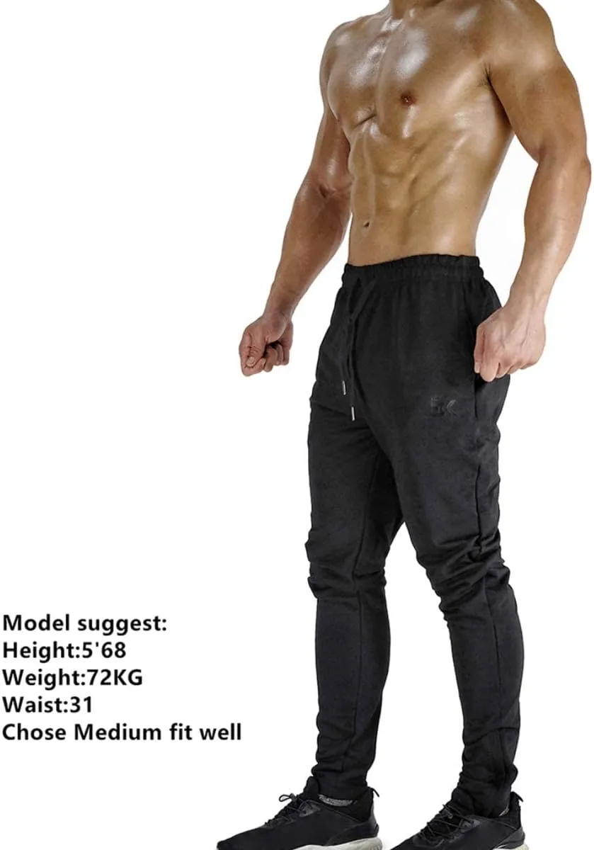 BROKIG Mens Zip Joggers Pants - Casual Gym Workout Track Pants Comfortable Slim Fit Tapered Sweatpants with Pockets