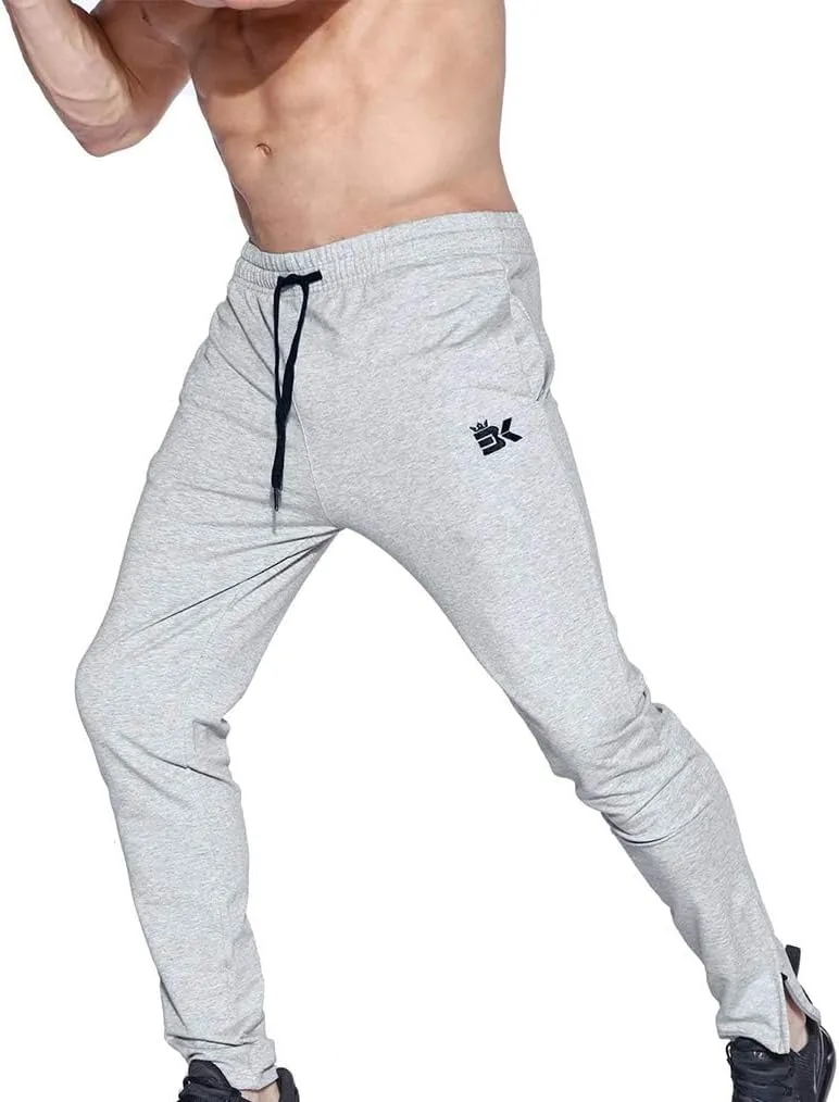 BROKIG Mens Zip Joggers Pants - Casual Gym Workout Track Pants Comfortable Slim Fit Tapered Sweatpants with Pockets