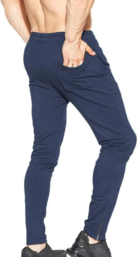 BROKIG Mens Zip Joggers Pants - Casual Gym Workout Track Pants Comfortable Slim Fit Tapered Sweatpants with Pockets