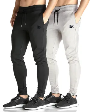 BROKIG Mens Zip Joggers Pants - Casual Gym Workout Track Pants Comfortable Slim Fit Tapered Sweatpants with Pockets