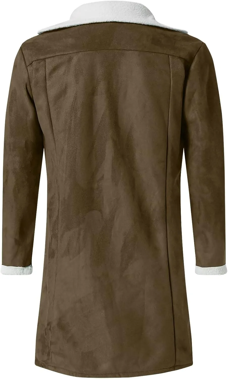 Burband Mens Casual Sherpa Fleece Lined Jackets Winter Warm Fur Collar Long Trench Coats Big and Tall Outwears