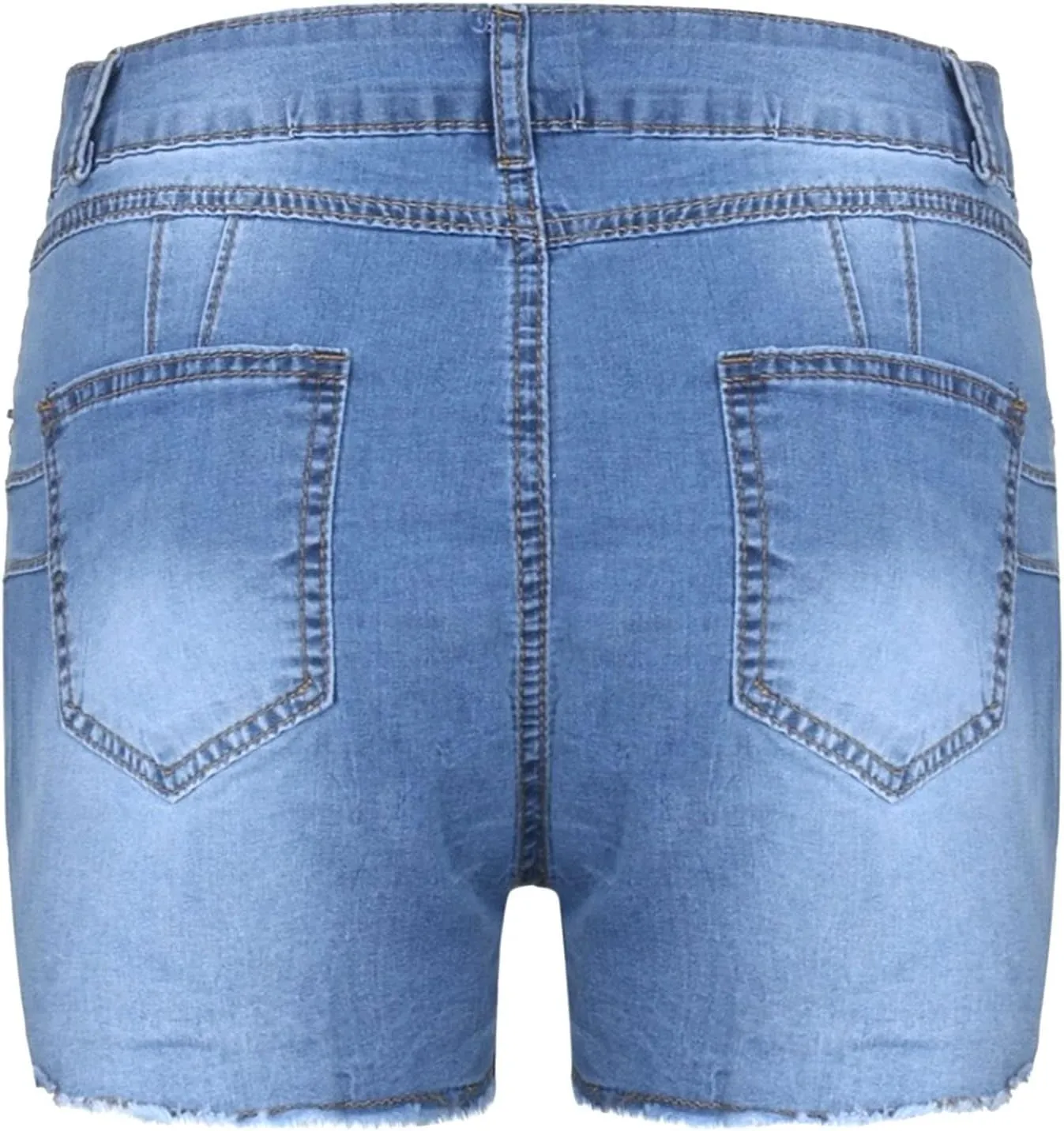 Butt Lift Denim Shorts for Women High Waisted Skinny Stretch Jeans Shorts Hem Ripped Hot Pants with Pockets