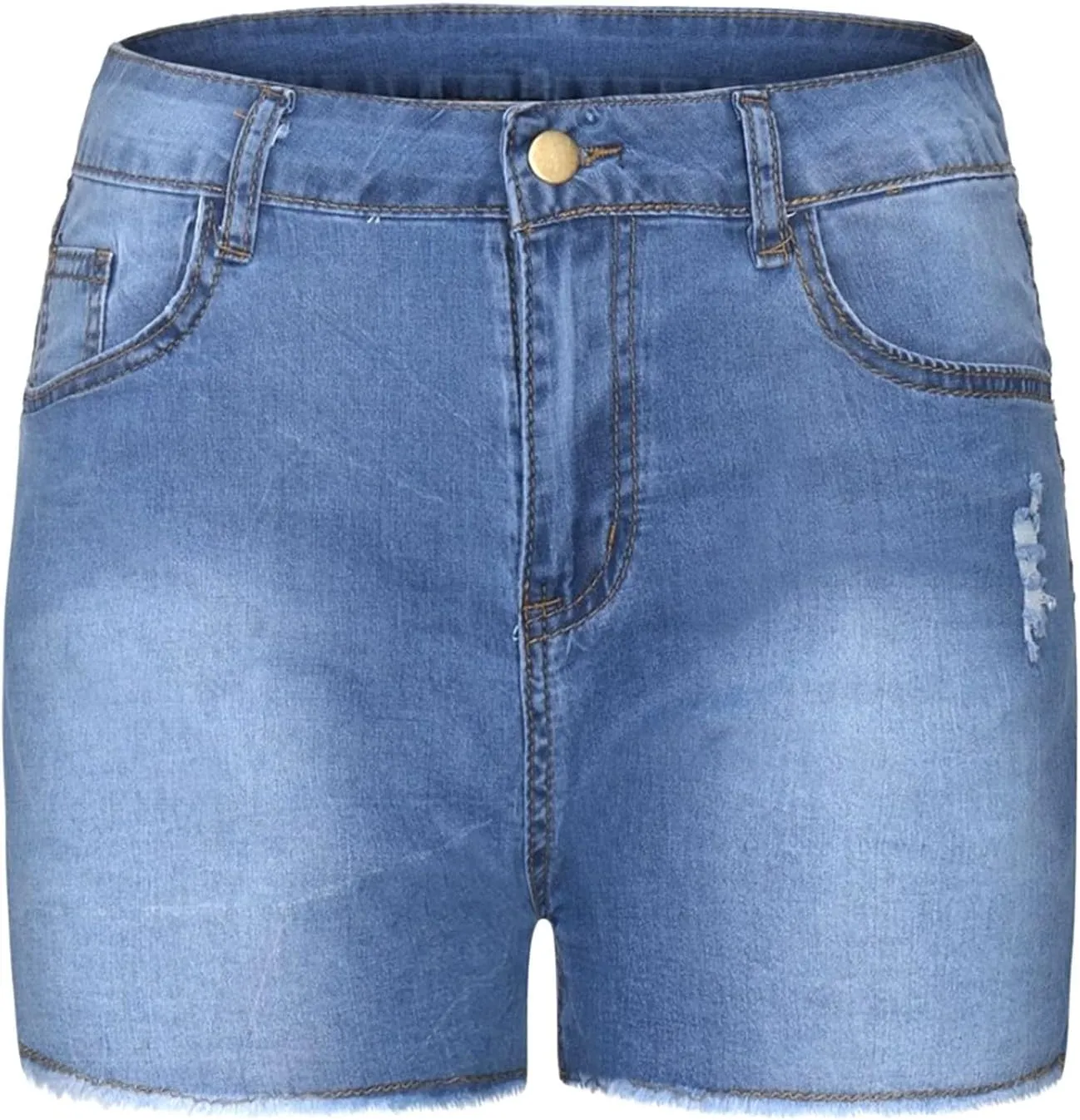Butt Lift Denim Shorts for Women High Waisted Skinny Stretch Jeans Shorts Hem Ripped Hot Pants with Pockets