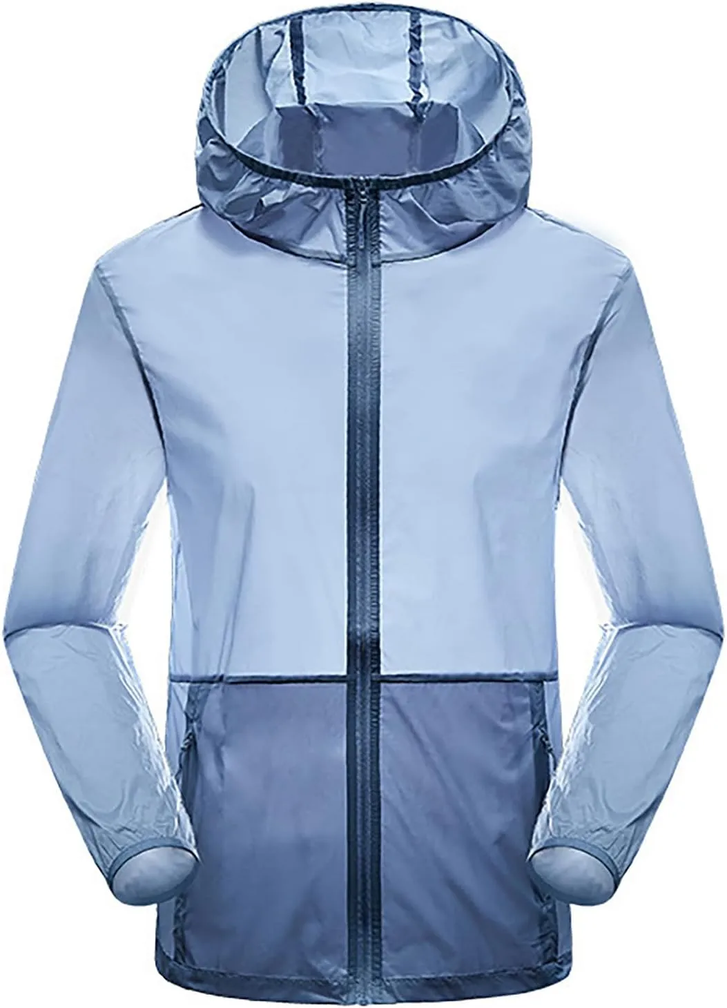 Cambkatl Men's UPF 50  Sun Protection Hoodie Outdoor Lightweight Full Zip Jacket Colorblock Long Sleeve Fishing Hiking Shirts