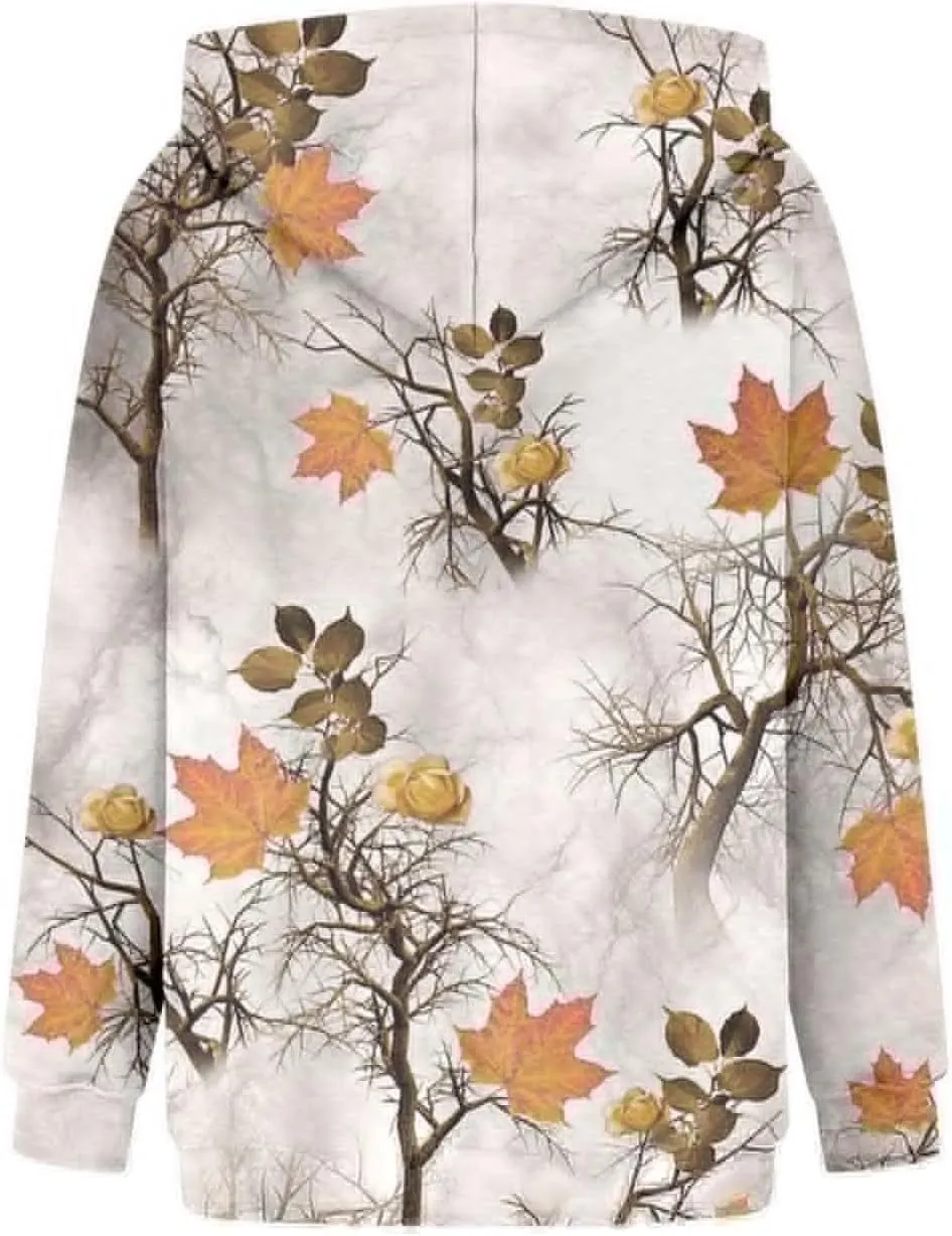 Camo Sweatshirt for Women Maple Leaf Print Hoodie Casual Pullover Shirts Loose Tunic Tops with Pockets Fall Clothes