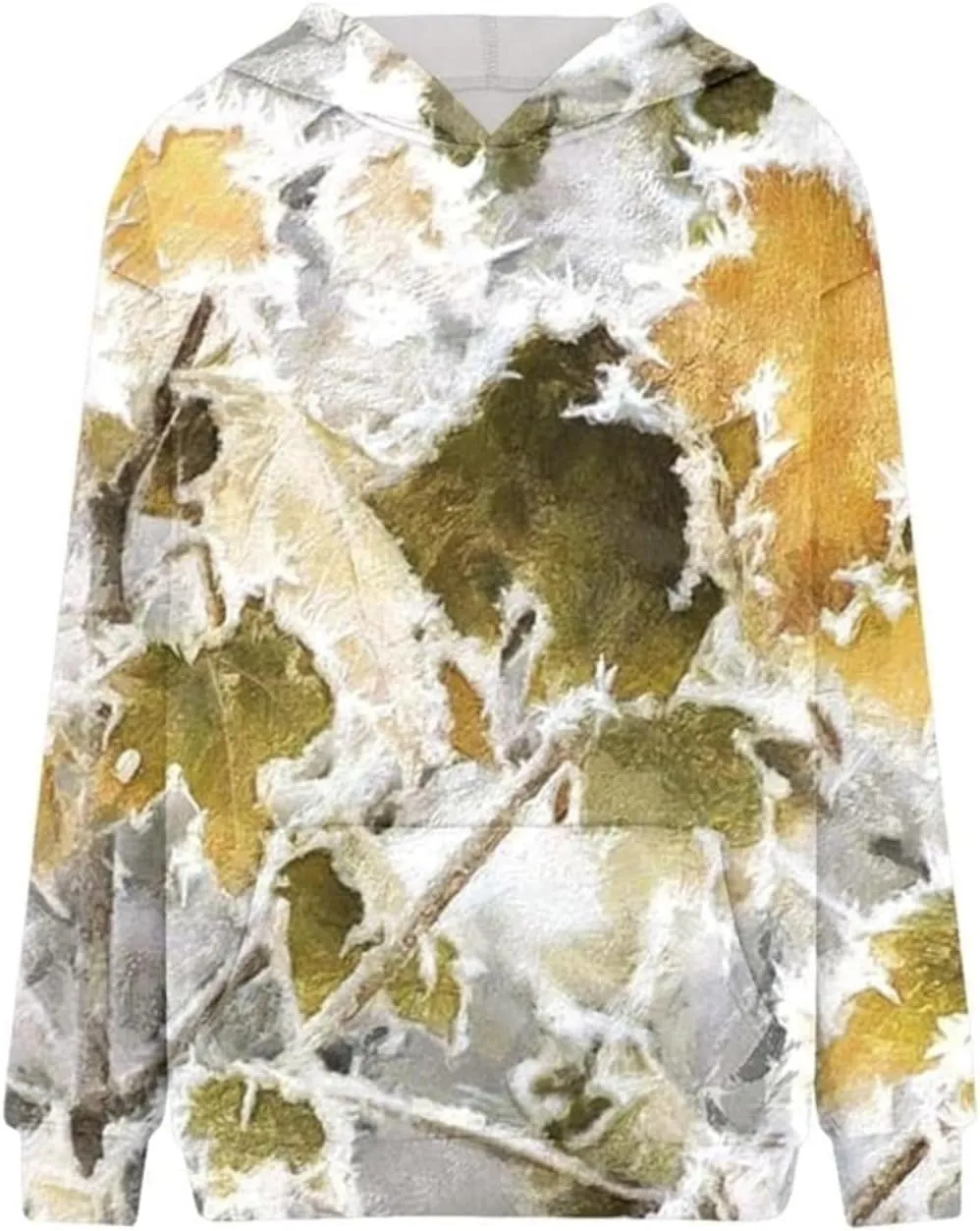 Camo Sweatshirt for Women Maple Leaf Print Hoodie Casual Pullover Shirts Loose Tunic Tops with Pockets Fall Clothes