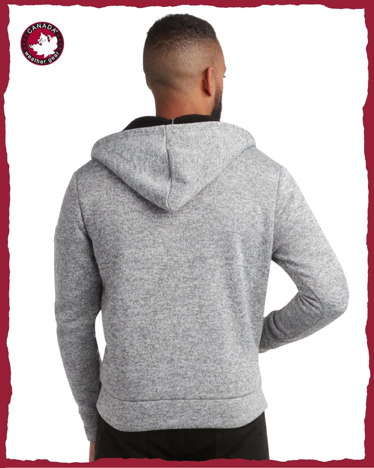 CANADA WEATHER GEAR Men's Sweater Fleece Hoodie - Warm Fleece Zip Up Hoodie Sweatshirt for Men with Sherpa Lining (M-XXL)
