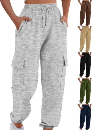 Cargo Joggers for Women Baggy High Waisted Sweatpants with Pockets Trendy Comfy Loose Workout Pants Jogging Pants