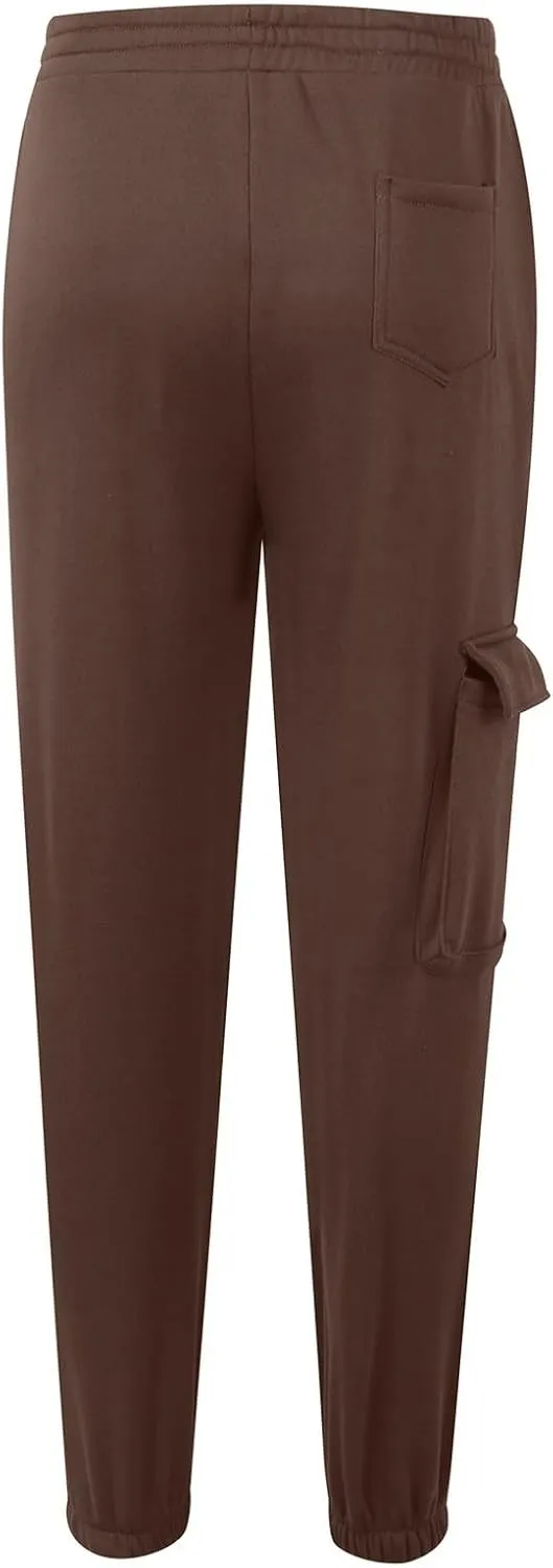 Cargo Joggers for Women Casual Baggy Elastic High Waisted Cropped Sweatpants Trendy Fleece Lined Pants with Pockets
