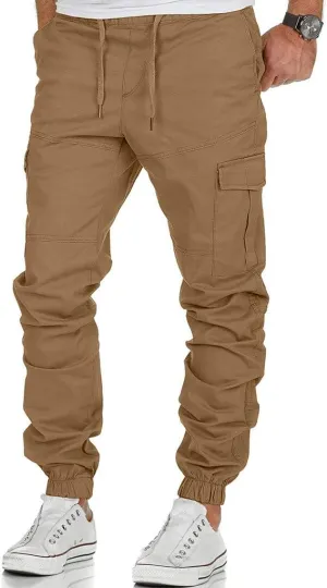 Cargo Pants for Men Big and Tall Men's Joggers with Zipper Pockets Running Athletic Workout Pants Tapered Sweatpants
